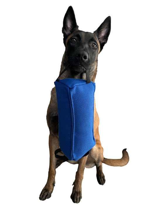 Kandimo pagalvė trikampis šunims – dresūros žaislas su 2 rankenomis